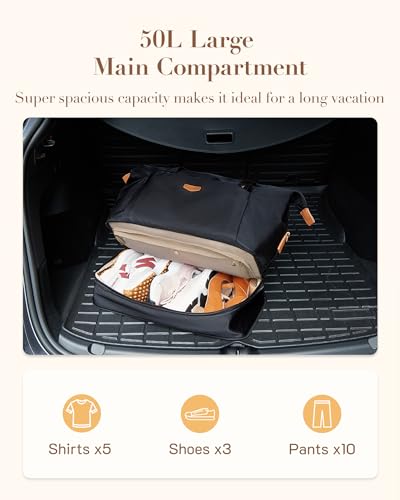 Missnine Weekender Bag for Women, Foldie Travel Bag Expandable with Shoes Compartment Travel Duffel 50L Carry on Overnight Gym - Thumbnail 7