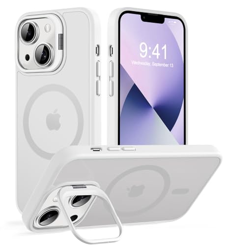 Coque magnétique iPhone 14 mate avec support et protection antichoc MagSafe