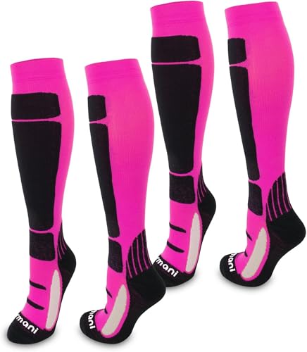 normani Sport Kompressionsstrümpfe für mehr Unterstützung und Leistungsförderung Farbe Pink/Schwarz - 2 Paar Größe 43/46