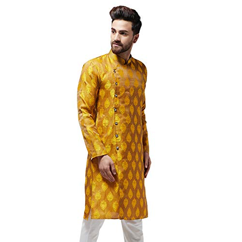 Sojanya (Since 1958 Men'S Jacquard Silk Only Long Kurta4