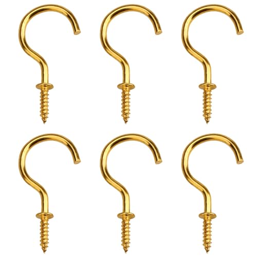 Dreamil Ganchos de rosca, 60 unidades, ganchos de techo, resistentes, tornillos de acero inoxidable, ganchos para vasos, ganchos pequeños para atornillar para madera, plantas colgantes, arte, llaves