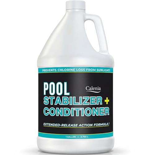 Pool Stabilizer - Cyanuric Acid Pool Stabilizer Liquid Chlorine Stabilizer for Pool Chemicals Swimming Pool Conditioner Stabilizer for Salt Pool & Chlorine 1 Gallon Calenia