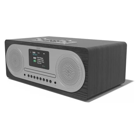 DAB DAB+ FM Radio Stereo Hi-Fi Speaker System & CD Player, Bluetooth, Colour Display, MP3 Playback, USB Phone Charger, Equaliser, Remote Control Clockwood (AZATOM CL100X Black) Cover
