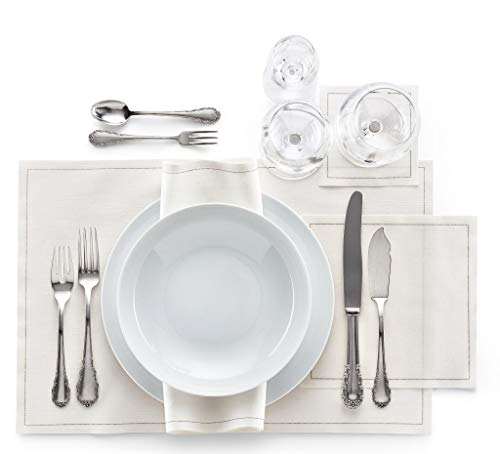 MY DRAP Linen Reusable Luncheon Napkins 7.9x7.9 in (20 Napkins, Cream)