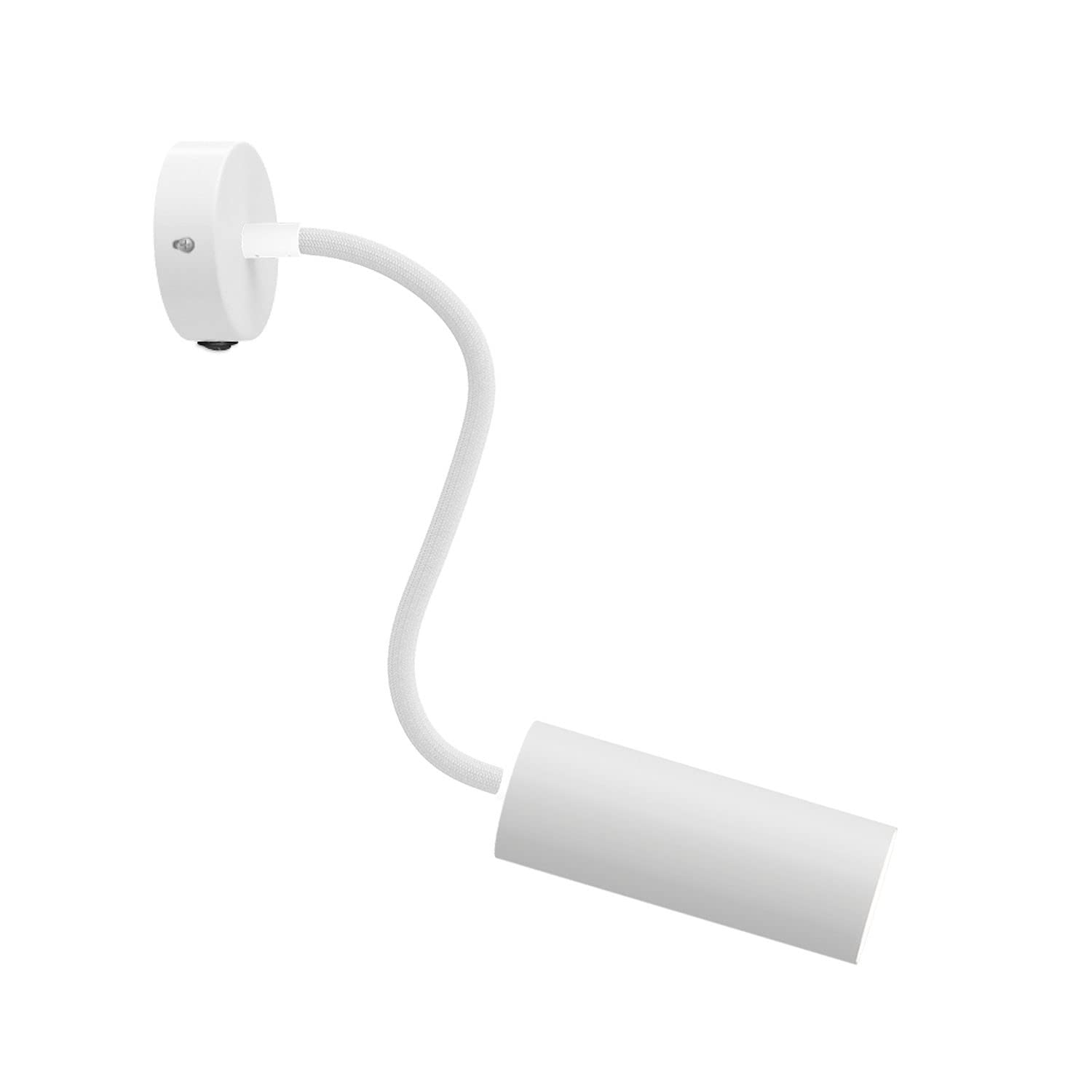 creative cables Fermaluce Flex 30 Leuchte mit Mini Baldachin mit Schalter und Strahler mit Tub-E14 Lampenschirm - con Lampadina, Bianco Opaco