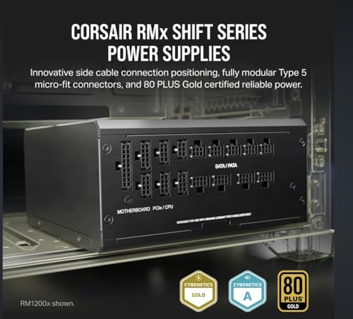 Image of CORSAIR RM750x Shift Fully Modular ATX Power Supply - 80 Plus Gold - ATX 3.1 - PCIe 5.1 - Zero RPM - Modular Side Interface - Black (Renewed)