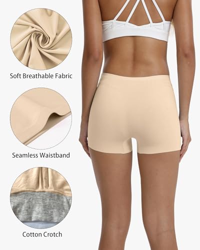 LALESTE Seamless Boyshorts Panties for Women No Show Boxer Shorts Briefs Panties Soft Stretch Ladies Boy Shorts 6 Pack4