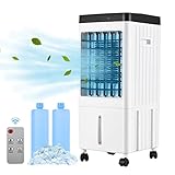 Aire acondicionado,HUIOP Ventilador de aire acondicionado portátil, enfriador evaporativo, máquina de enfriamiento de 3 velocidades con temporizador de 7,5 horas con Control remoto para habitación, ho