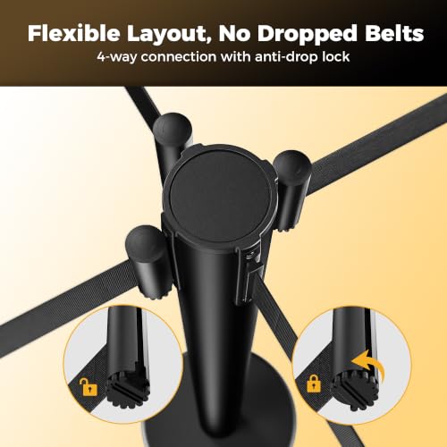 Image of CAMMOO 4 Pack Crowd Control Stanchions, 8.2ft Retractable Belt, 11 Lbs Base