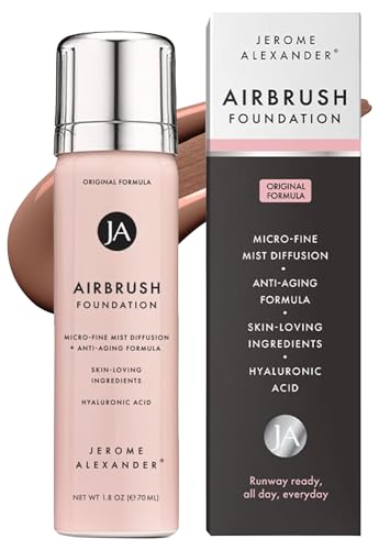 Jerome Alexander MagicMinerals AirBrush Foundation, Spray Makeup with Skincare Active Ingredients, Ultra-Light, Buildable, Full Coverage Formula (Bright Medium)