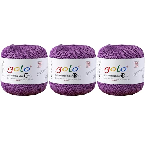 Image of golo 3 Balls Crochet Thread Size 10 Crochet Yarn for Hand Knitting 634