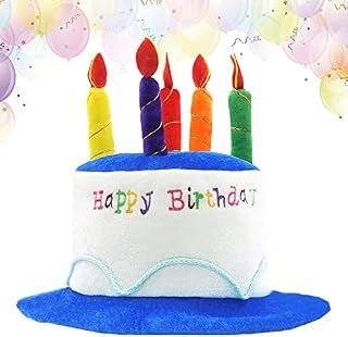 Happy Birthday Hat, Plush Birthday Hat with Multicolor Candles, Party Hats Adult Birthday Ideal for Birthday Party Fancy Dress Cake Costume Accessories, Novelty Hat Funny Birthday Hats for Kids Adults