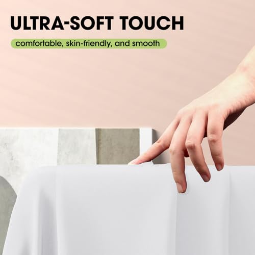 Image of Pureegg Polyester Tablecloth 60 inch x 84 inch Reusable & Washable 2 Pack White | Durable, RectangleTable Cloth , for Outdoor Party, Picnic, Wedding, Banquet, Birthday