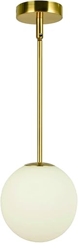 BOKT Moderno colgante grande de globo dorado contemporáneo clásico blanco redondo 7.9 pulgadas pantalla de cristal accesorios de iluminación isla de