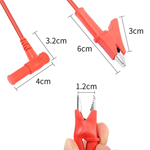 Image of 4mm Banana Plug to Pure Copper Alligator Clip YACSEJAO 1M /3.3FT Rated 15A 1000V Flexible Electrical Test Cable for Multimeter Electrical Testing