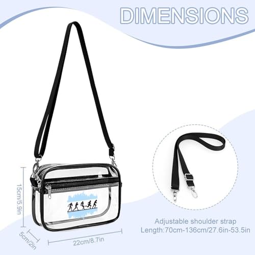 Football Players And Chicagocity Flag Clear Stadium Bag Clear Mini Messenger Bags with 2 Compartments Crossbody Bag2