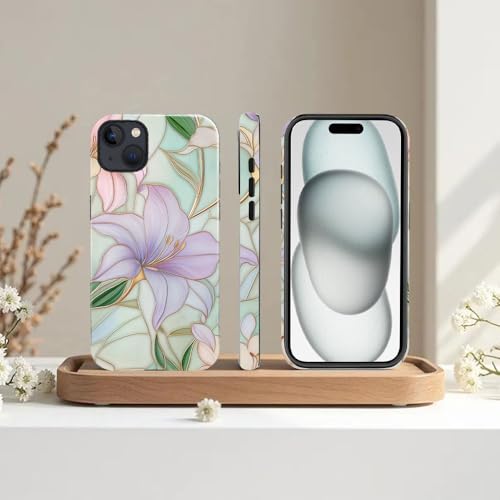 Coque iPhone 14 de protection contre les chutes avec motif fleurs de lys chic - 5