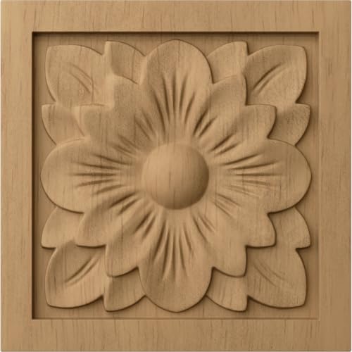 Ekena Millwork ROS03X03DGLW Medium Dogwood Flower Rosette, 3 1/2-Inch x 3 1/2-Inch x 3/4-Inch, Lindenwood