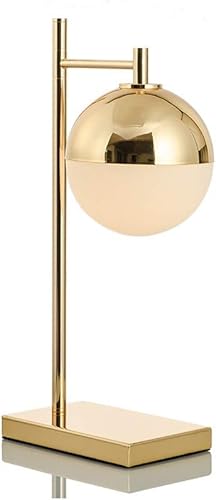 ZHYH - Lámpara de mesa redonda dorada lámpara de escritorio nórdico para sala de estudio dormitorio mesita de noche decoración del hogar