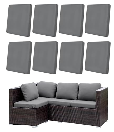 Hiseng Housses de Coussin de Canapé D'extérieur Extensibles Lot de 8, Gris Housses de Coussin de...