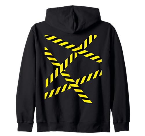 Caution Warning tape yellow & black stripe Zip Hoodie