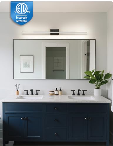 Image of NIORSUN 48 Inch Modern Bathroom Light Fixture, 30W 5CCT Dimmable LED Black Bathroom Vanity Lights Over Mirror, Vanity Lights for Bathrooms Restroom Mirror- ETL Certified