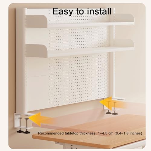 Generisch Lochwand-Organizer-Paneele. Klemmbares Tischregal mit Lochwand – 3-stöckiges Schreibtischregal für Homeoffice, Gaming und Studentenwohnheim – 100 cm (39,4 Zoll) weißes Aufbewahrungsregal.