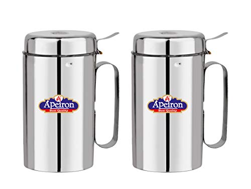 Apeiron Stainless Steel Oil Dispenser Transparent Nozzle Cooking Oil Dispenser Stopper Pourer (Silver, 750ml) - Pack of 2
