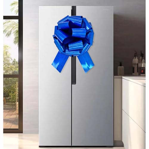 Image of 1Pcs Giant Blue Bow 14 Inch Big Gift Bow Large Pull Bow,Great Gift Bows for appliances,Bikes,Table Decorations and Party Events (Metallic Blue)