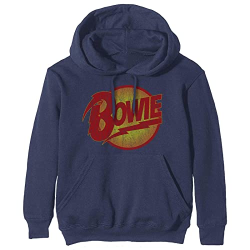 David Bowie Men's Vintage Diamond Dogs Logo Hooded Sweatshirt Charcoal