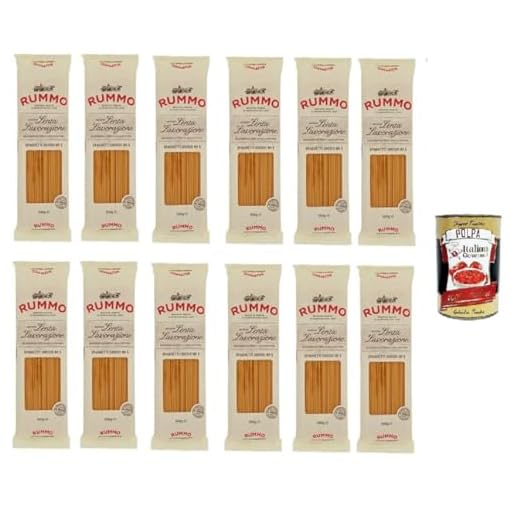 Rummo Spaghetti grossi N. 5 Hartweizengrieß Pasta Italienische Nudeln 12x 500g Packung + Italian Gourmet Polpa di Pomodoro 400g Dose