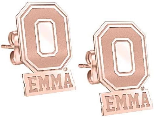 PicturesOnGold.com Officially Licensed Personalized Pair of Ohio State O Logo with Name Earrings