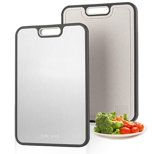 Tabla de Cortar Universal Mejorada FIRE HIVE de Doble Cara, Acero Inoxidable de Alta Dureza y Polipropileno Platycodon, con Ranura para Jugos, para Uso en Cocina y Hogar miniatura 1