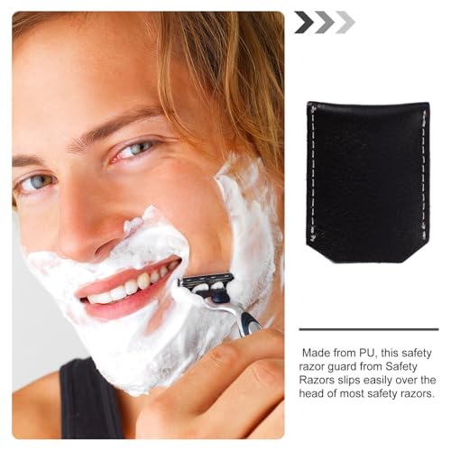 Funda para afeitadora de seguridad en cuero PU negro PRETYZOOM de viaje 4