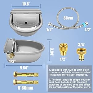 Automaticanimaldrinkingwaterbowlwithfloatvalve304stainlesssteelkitincludesbowlpipe2valvesquickconnectoradapterandcountersunkboltsautofilling Urban Country Home Decor Automatic animal drinking water bowl with float valve 304 stainless steel kit includes bowl pipe 2 valves quick connector adapter and countersunk bolts auto filling urban country home decor