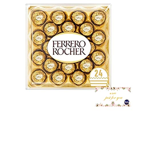 Ferrero Rocher - Caja de regalo de chocolate (24 piezas, 300 g, con pegatina de agradecimiento, regalo para cumpleaños, Navidad, día de San Valentín y día de la madre