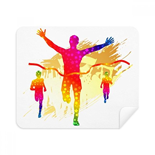 Football Player Goal Cheer Pattern Cleaning Cloth Screen Cleaner 2pcs Suede Fabric