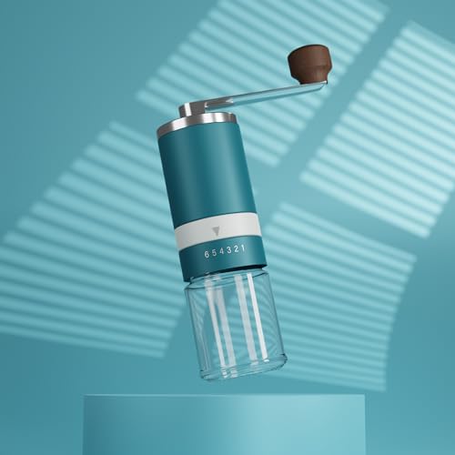 Milk&Biscuit Coffee Grinder Manual Blue Teal | 6 Adjustable Settings | Ceramic Burr | Suitable for Chemex Cafetiere Machine etc