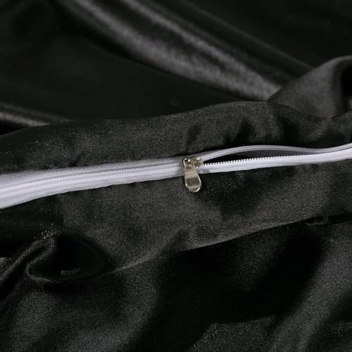 Homewish Silk Like Satin Bedding Sets Hotel Quality Black Duvet Cover Set King Size Summer Reversible Quilt/Comforter Cover Honeymoon Sexy Luxury Soft Microfiber Farmhouse Room Decorative
