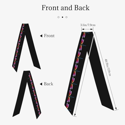 Purple blue tailed dragonfly Prints Women's Fashion Scarf - Head Hair Accessories Versatile Scarf for Women Valentine's Day and Mother's Day, Black, One Size2