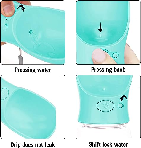 Portable 550ml Dog Pet Water Bottle - Travel Puppy Water Dispenser - Leak Proof Outdoor Drinking Mug Cup, Blue - Image 4