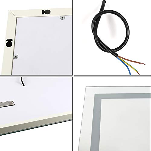 Flyelf Bathroom Wall Mirror,with Two Bluetooth Speakers,Illuminated Touch Control Dimmable 600x800mm