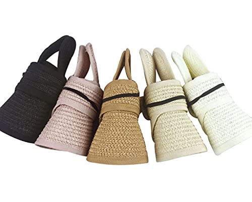 Kids Empty Top 𝗦traw Sun Visor Hat Summer Folding Baby Girl Boy Adjustable Bunny Ear Shape Wide Brim Cap4