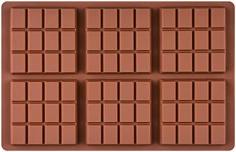 Fimary Silicone Molds for Chocolate, 6 Cell 12 Section Rectangle Section Chocolate Bar Molds Flexible Wax Melt Mold, Pack of 1