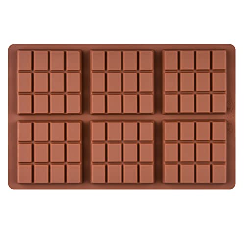 Fimary Silicone Molds For Chocolate, 6 Cell 12 Section Rectangle Section Chocolate Bar Molds Flexible Wax Melt Mold, Pack Of 1 #TOP23