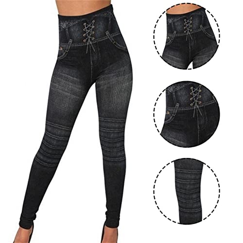 Women's Slim Fit Denim Leggings Classic High Waisted Skinny Stretch Butt Lifting Jeans Denim Jeggings with Pockets2