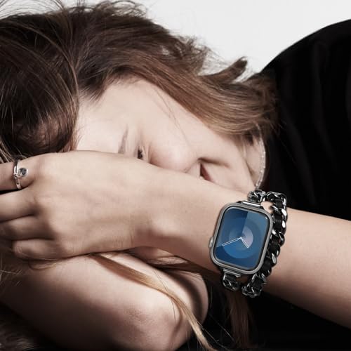 NewWays Pulseira feminina para Apple Watch de 45 mm, 44 mm e 42 mm, ultra 49 mm, pulseira de metal c