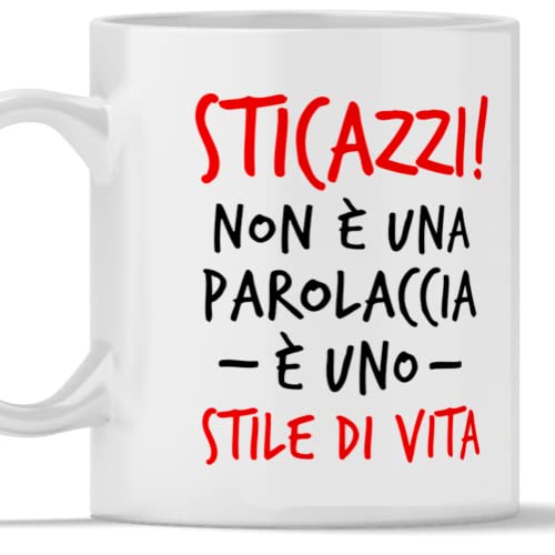 12Print Tazza sticazzi diventente regalo per collega amico amica fratello sorella. Regalo di natale per donna e uomo - STICAZZI, 350ML