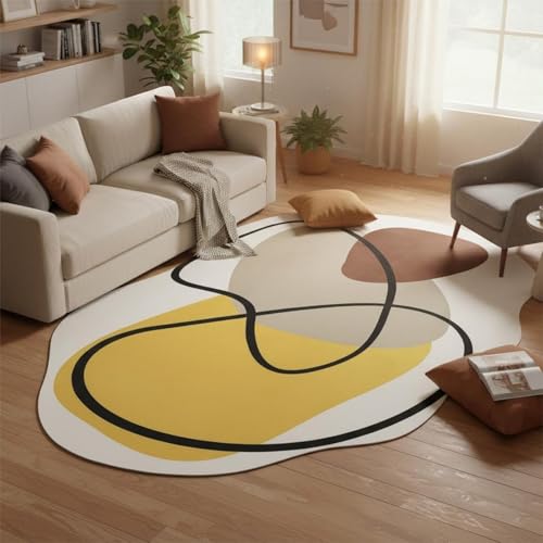 Contemporary Minimalist Yellow Brown Black Abstract Striped Color Block Texture