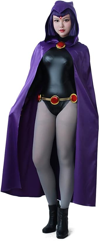 miccostumes Women's Costume Magical Lady Cosplay Fighting Bodysuit Full Set With Purple Hooded Cloak